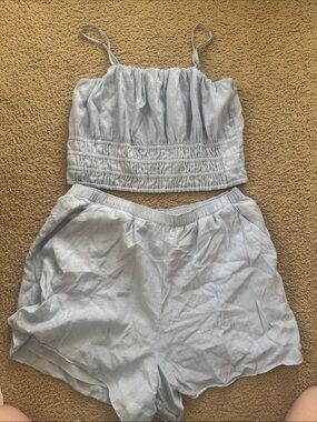 Abercrombie & Fitch Light Blue Cropped Tank Set